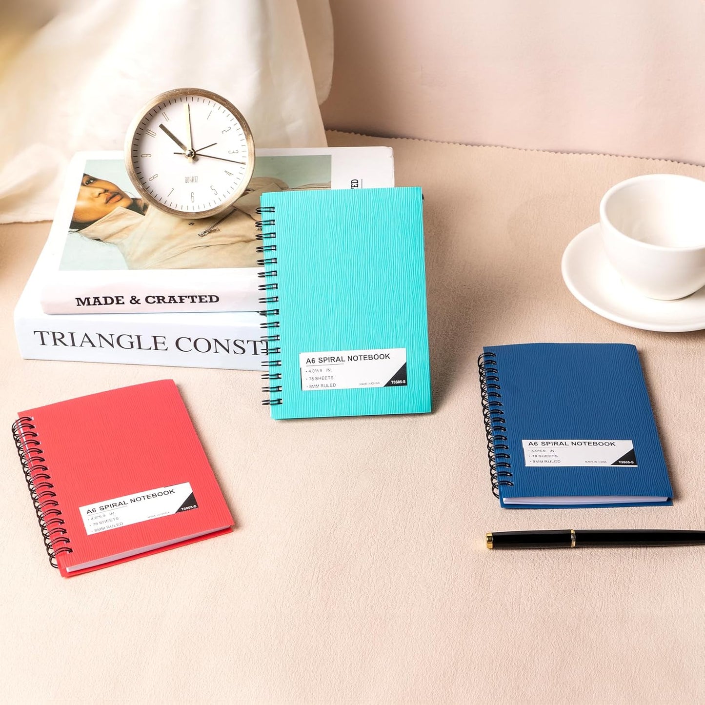 FLYING EAGLE 3 PCS Small Spiral Notebooks 4x6, A6 Cute Mini Journal Plastic Hardcover 8mm Ruled Notebook, Yellow 234 Sheets/468 Pages, 3 Pack Small Ruled Notebooks for School Work