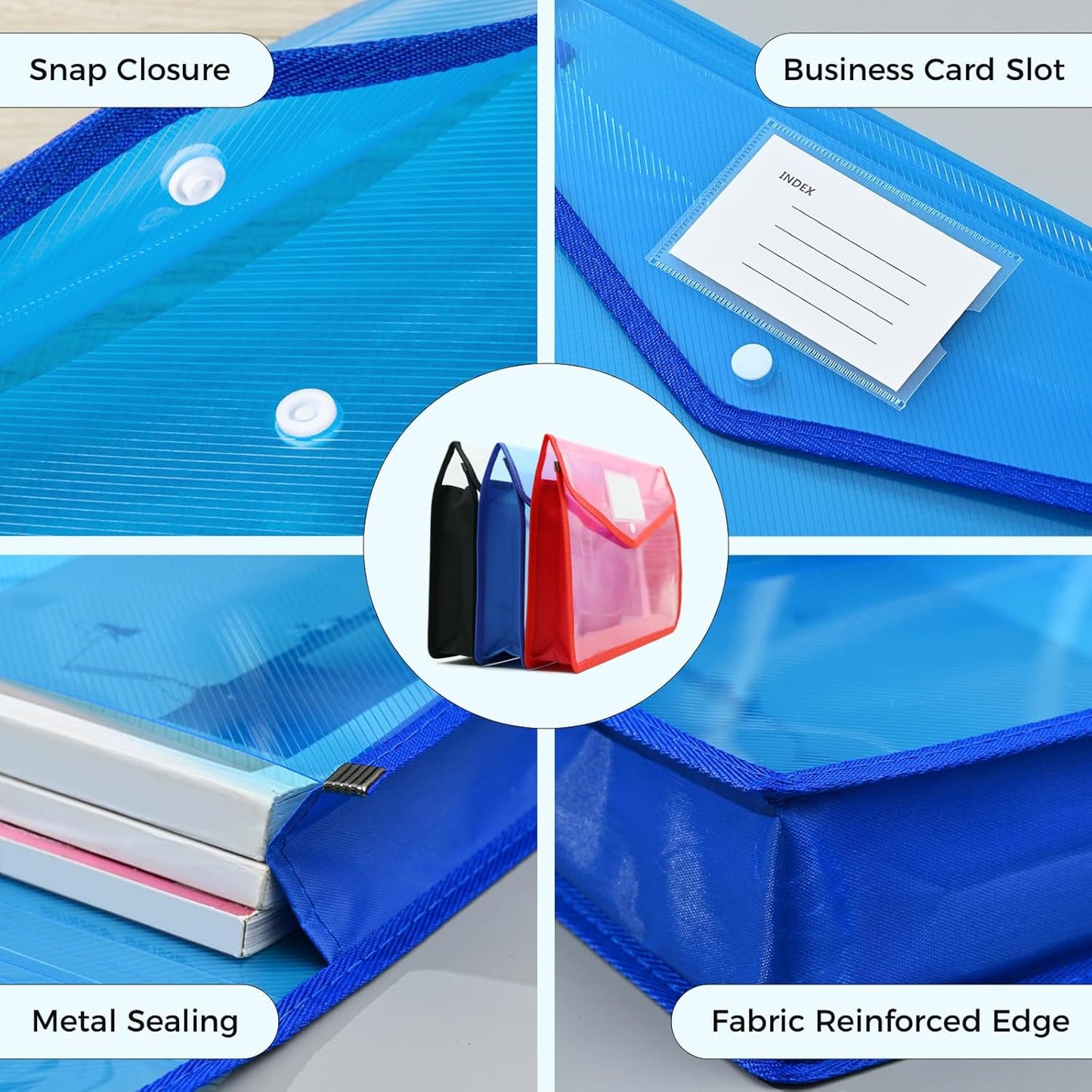Plastic Expanding File Folder, Folders for Documents, Transparent Envelopes with Elastic Closure, File Folder Organizer Holder, Large Capacity, Fit Letter/A4 Size (2Pcs)