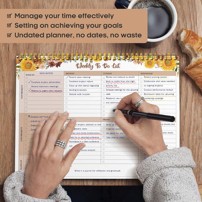 Taja Weekly To Do List Notepad with 52 Undated Sheets（8.5"×11"）- Weekly Desk Planner for Women & Man, Work and Home -1 Pack Violet Dream