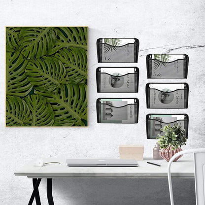 EASEPRES 3 Single Pocket Mesh Hanging File Organizer, Vertical Wall Mounted Magazine File Holder, Mount Basket Mail Paper Document Folder Organizing for Office, Home and School, Black
