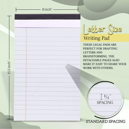 Yellow Legal Notepads 5x8, Pack of 6 - legal Ruled Writing Pad. Perforated Edge. Canary Yellow, Universal, Junior Size, 50 sheets per Pad. By Enday