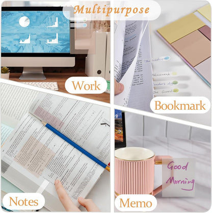 BAYTORY 700 Sheets Transparent Sticky Notes, Clear Waterproof 3 x 3 inch See Through Memo Pad, Self-Adhesive Translucent Writable Index Tabs for Annotating Books, Office & School Study Supplies