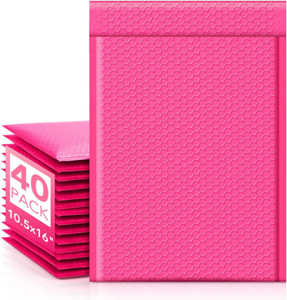 Fuxury Bubble Mailers 10.5x16 Inch 40 Pack Self Seal Padded Envelopes Waterproof Mailing Envelopes Bubble Padded Cushioning Padded Mailers Bubble Bags for Packaging Small Business Large #5 Black