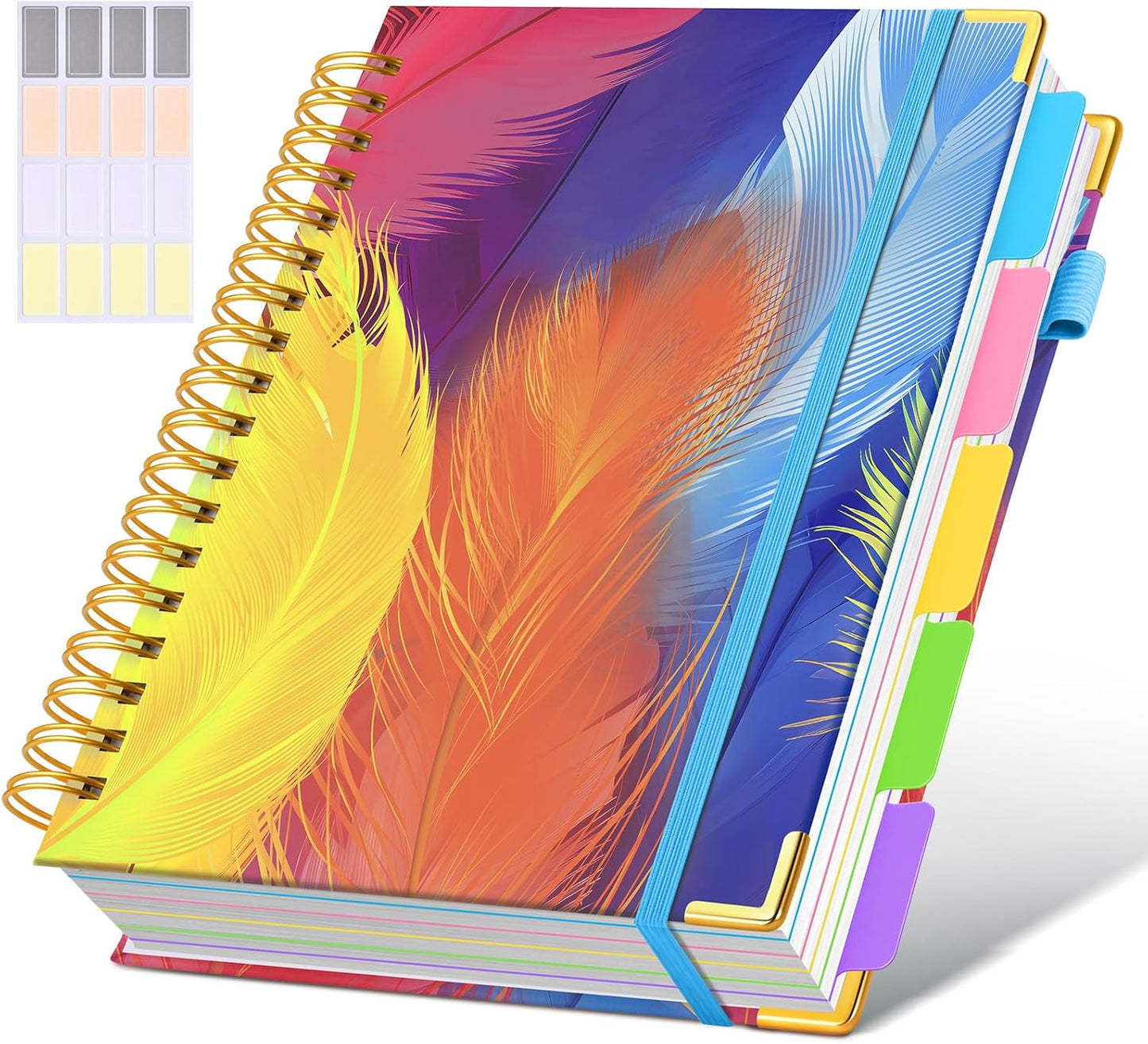 Hardcover Spiral Notebook Journal with Removable Dividers Tabs, 300 Pages Leather 5 Subject Notebook College Ruled, 8"x10" Large B5 Notebooks for Work School Note taking, Lined Journal for Women, Pink