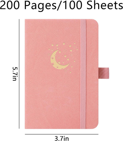 BOBO RABBIT 3 Pack Pocket Small Notebooks Total 600 Pages A6 Moon Star Aesthetic Mini Compact Journal Notebook For Note Taking Journaling Hardcover Leather College Ruled Lined Note Pads for Women Men Travel Office School