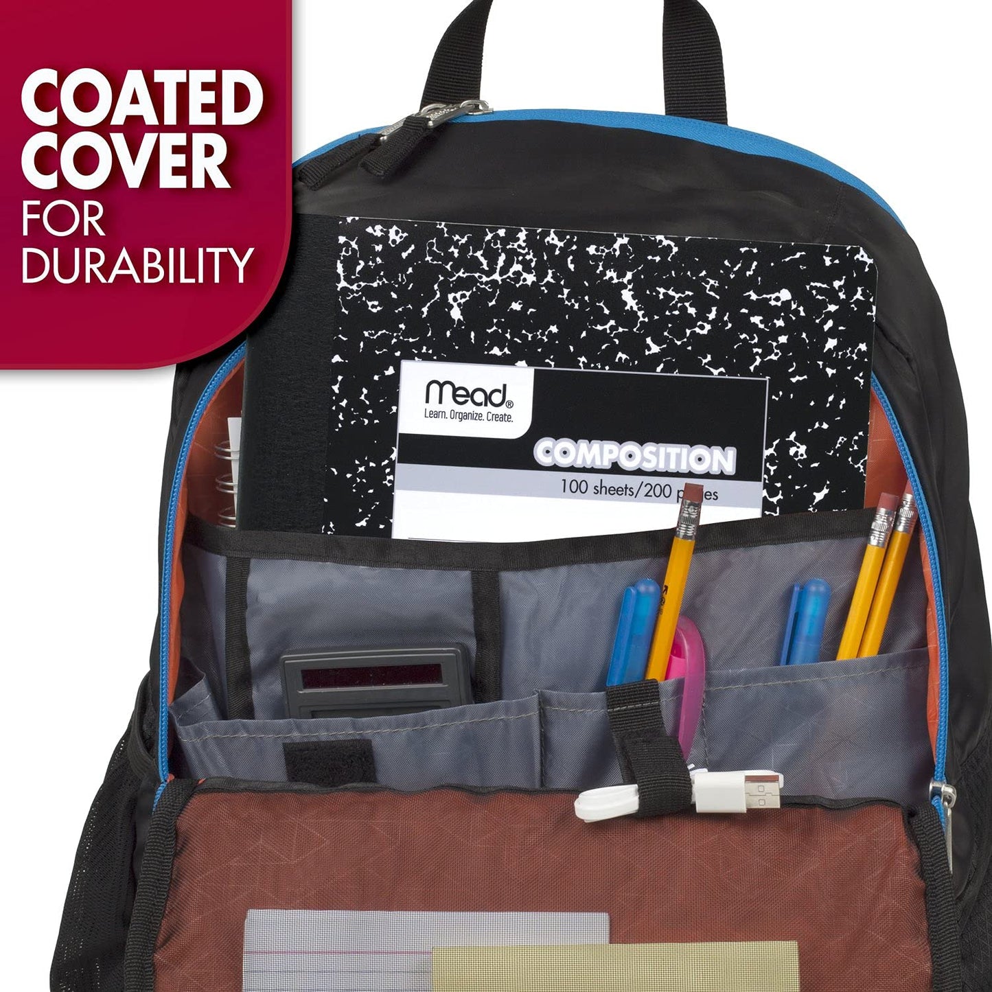 Mead Composition Notebook, 12 Pack, Wide Ruled Paper, 7-1/2" x 9-3/4", 100 Sheets per Comp Book, Black Marble (72936)