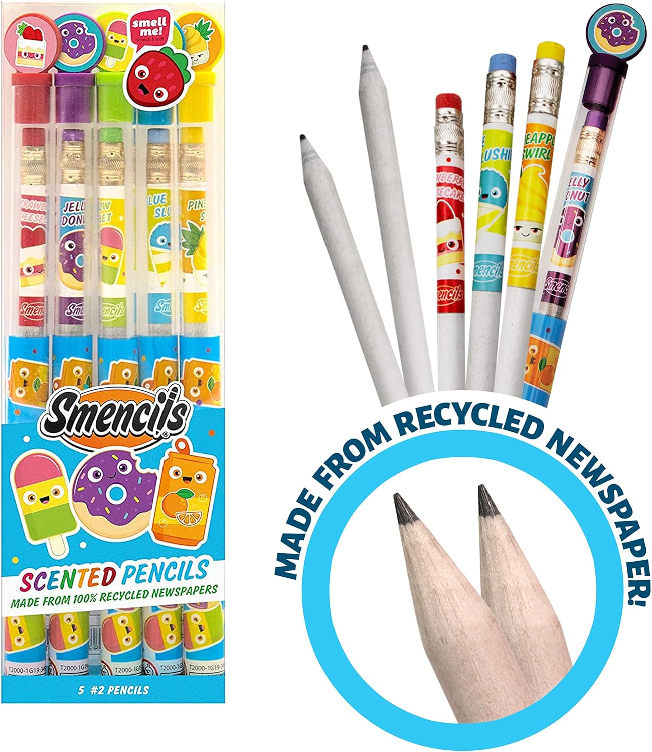 Spring Smencils - HB #2 Scented Pencils, 5 Count, Gifts for Kids, School Supplies, Classroom Rewards, Easter basket stuffers