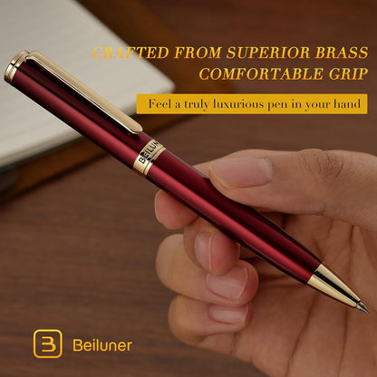 BEILUNER Luxury Gel Pen with 24K Gold Finish, Black Piano Lacquer, Luxury Grade Craftsmanship, Best Pen Gift Set for Men and Women, Professional, Executive, Office, Retractable Nice Pens