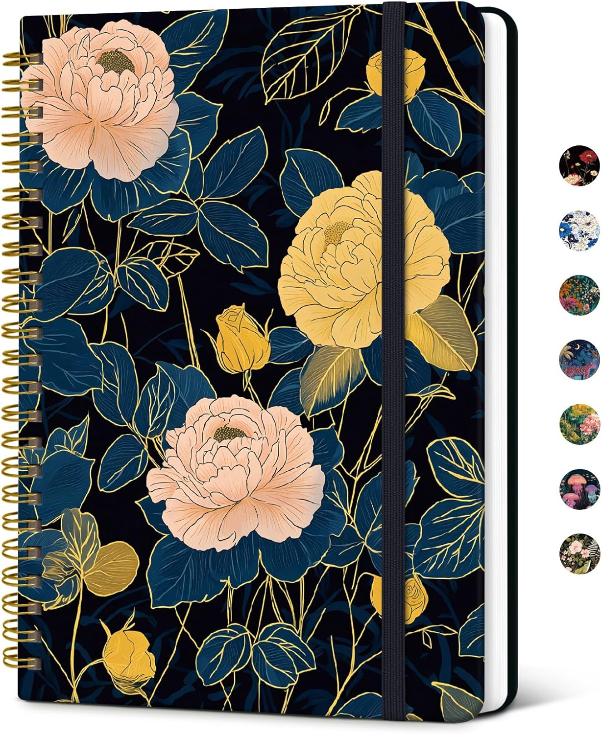 Taja Spiral Journal Notebook for Women, Pretty Hardcover Lined Notebook for Work & Note Taking, Aesthetic Cute Journal for Writing, 140 Pages, 5.8"x8.3", Floral