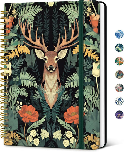 Taja Lined Spiral Journal Notebook for Women, A5 Cute College Ruled Hardcover Notebook for Work & Note Taking, Pretty Journal for Writing, 140 Pages, Flower Garden