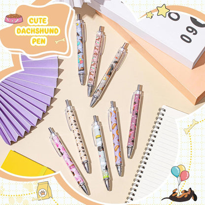 Ireer 8 Pcs Ballpoint Pens for Women 1.00 mm Cute Black Ink Pens Fine Point Smooth Writing for Journaling Aesthetic Office Supplies (Mahjong)