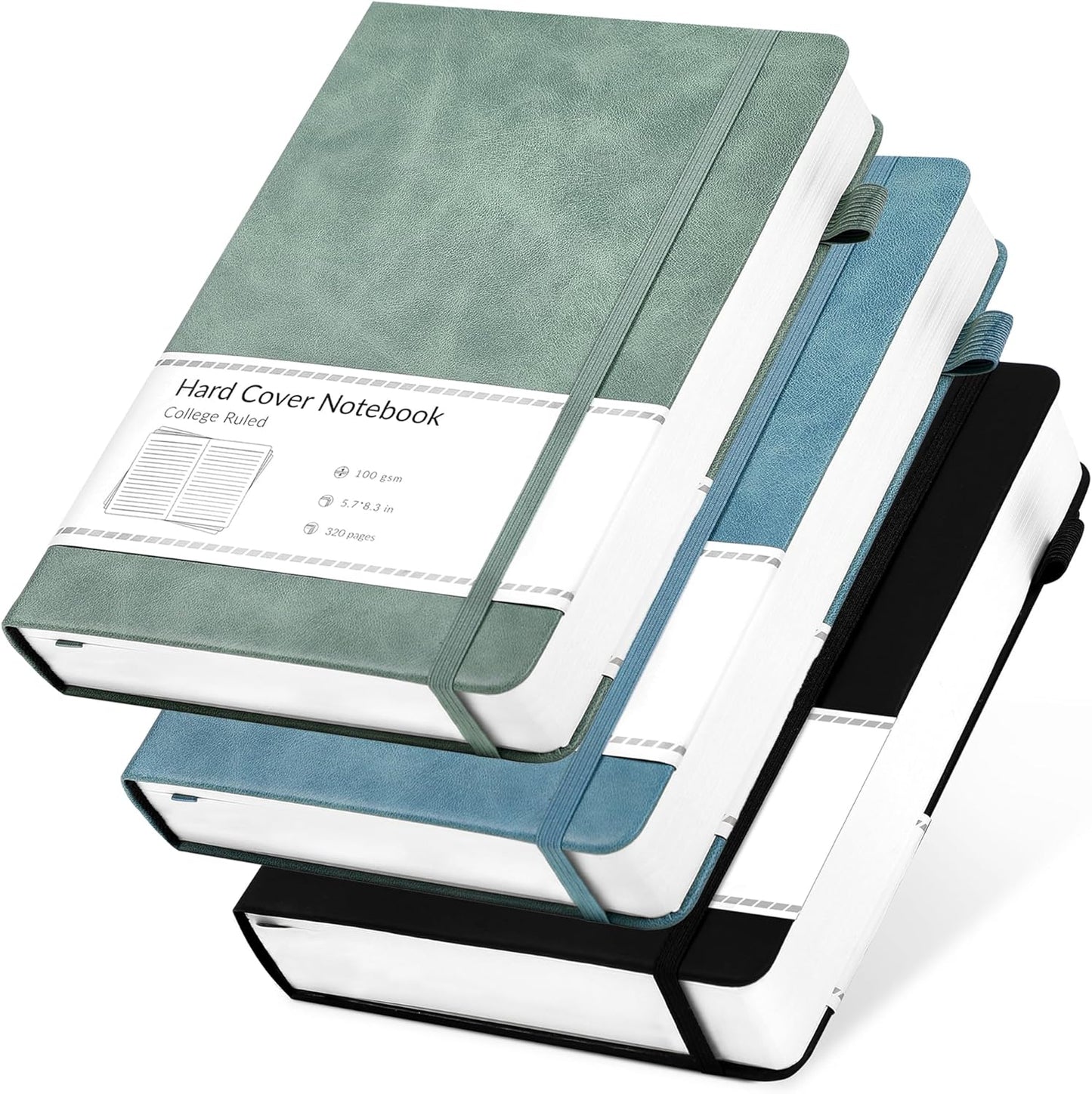 CAGIE Bullet Dotted Journal Notebook 320 Pages 100 GSM Paper Hardcover A5 Dot Grid Notebook Leather Journals for Writing Women Men Work Journaling, Green