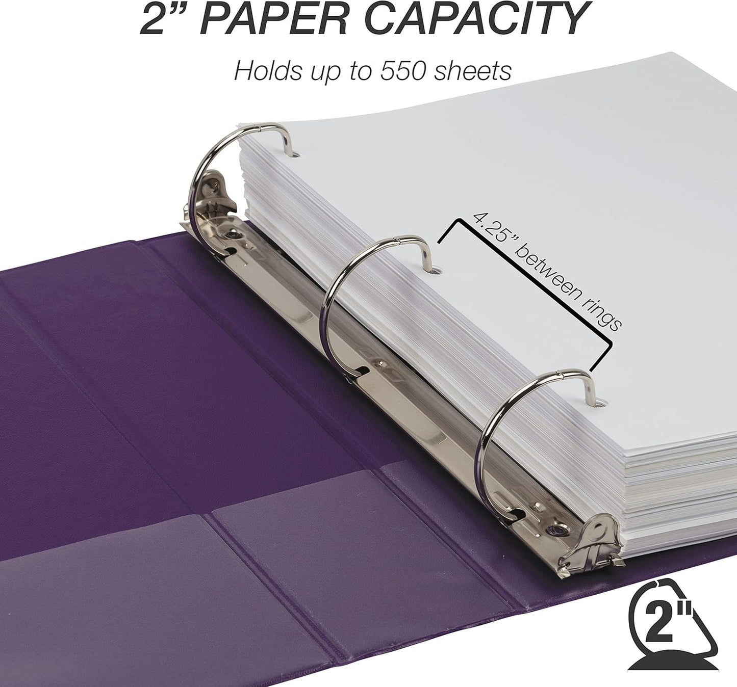 Samsill Durable 4 inch 3 Ring Binder, D Ring Binder, 100% Recycled Chipboard, Black, 2 Pack