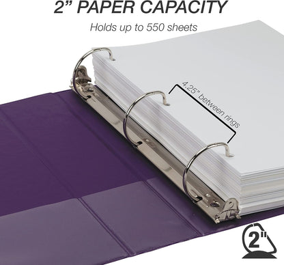 Samsill Durable 4 inch 3 Ring Binder, D Ring Binder, 100% Recycled Chipboard, Black, 2 Pack