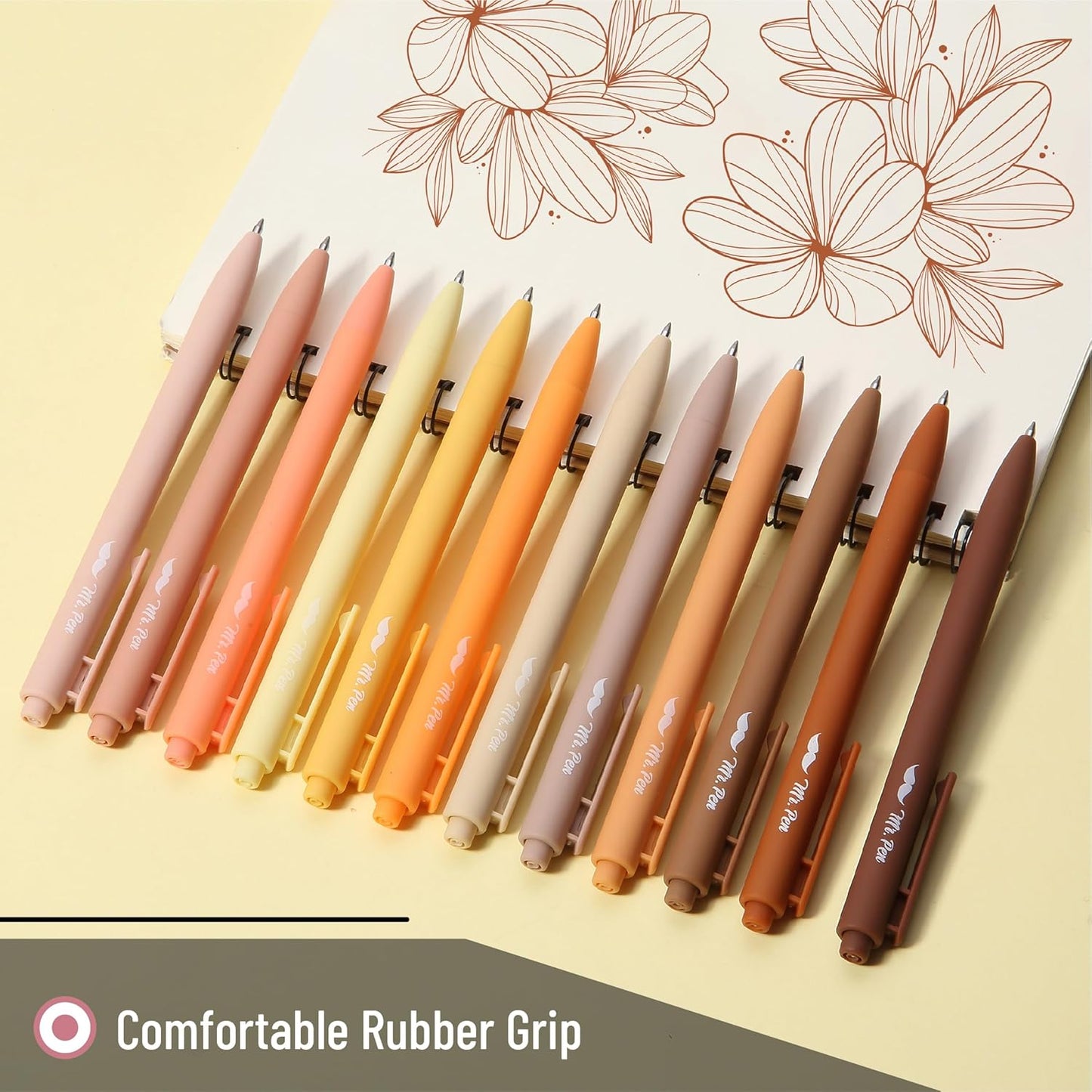 Mr. Pen- Retractable Gel Pens, 12 Pack, Colorful Ink, Fine Point 0.7mm, Fast Dry, Smooth Writing, Cute Pens for Drawing, Writing Planner and School Supplies