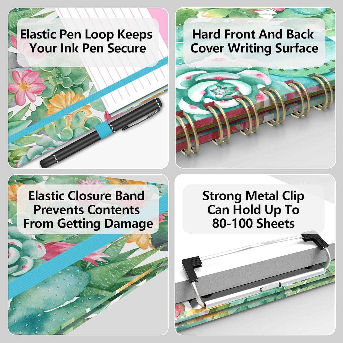 Clipboard Folder with Notepad Refillable Lined for Letter Size (11" x 8.5"), 5 Dividers with Storage 10 Pockets, Cute Spiral Foldable Clipboard with Metal Clip School Office Supplies (Sunflowers)