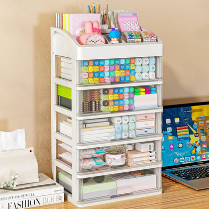 Desk Organizer with Drawers, 3 Drawers Storage Organizer, Desktop Storage Drawers for Office/School Supplies, Plastic Stationary Makeup Organizer, Desk Storage Box for Office, School, Home