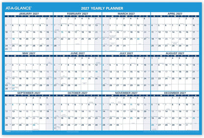 AT-A-GLANCE Dry Erase Calendar 2026-2027 Academic & Regular Year Wall Planner, 12-Month, 24" x 36", Double Sided, Vertical (PM210S28)