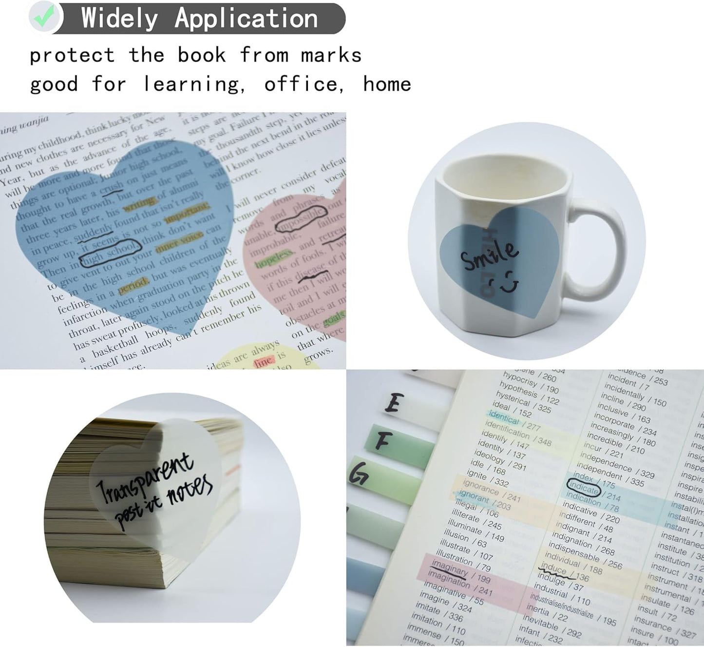 YOUDEFUL 1600pcs Translucent Sticky Note Tabs, Morandi Page Markers for Annotating Books,Repositionable Book Flags Tabs Strip with Binders, Clear Sticky Notes,Page Tabs,Index Tabs
