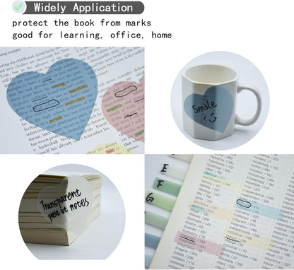 YOUDEFUL 1600pcs Translucent Sticky Note Tabs, Morandi Page Markers for Annotating Books,Repositionable Book Flags Tabs Strip with Binders, Clear Sticky Notes,Page Tabs,Index Tabs