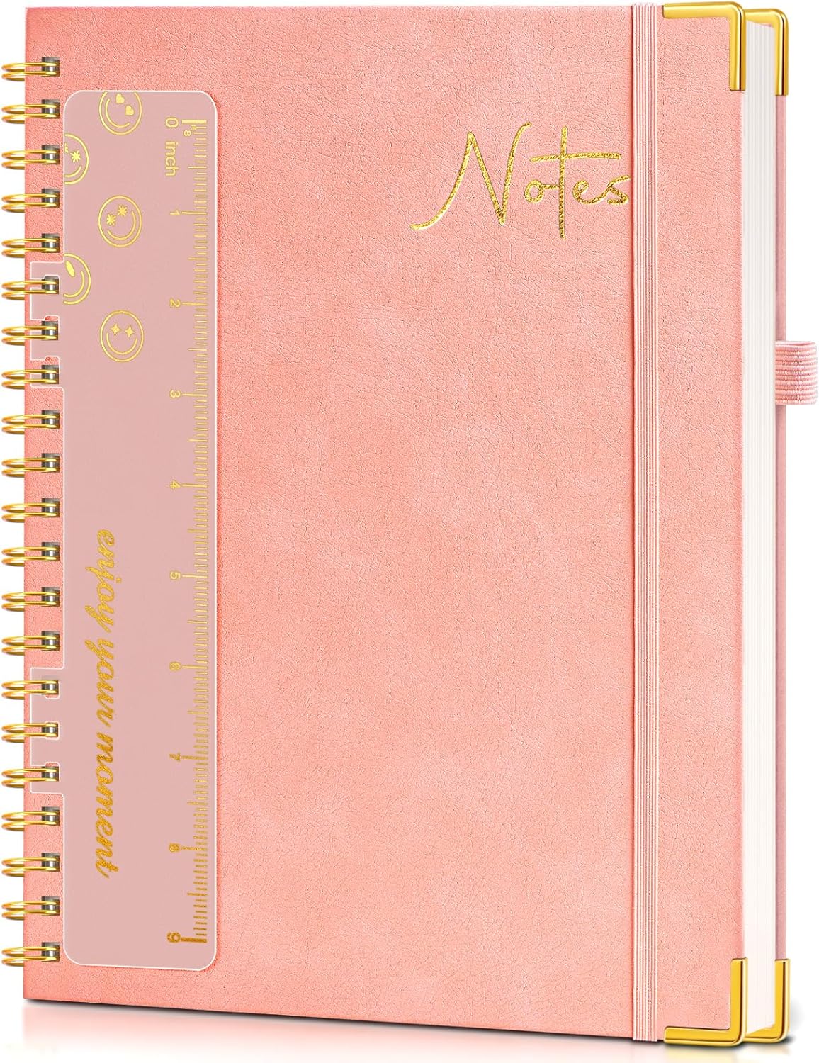 Hardcover Spiral Notebook Journal 8.5” x 11”, A4 Large Leather Notebooks for Women Men, Lined College Ruled Notebook, 50 Sheets/100 Pages, Spiral Bound Journals for Work School Note Taking, Green