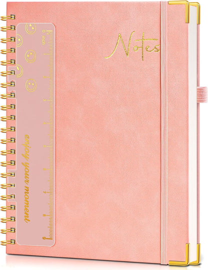 Hardcover Spiral Notebook Journal 8.5” x 11”, A4 Large Leather Notebooks for Women Men, Lined College Ruled Notebook, 50 Sheets/100 Pages, Spiral Bound Journals for Work School Note Taking, Green