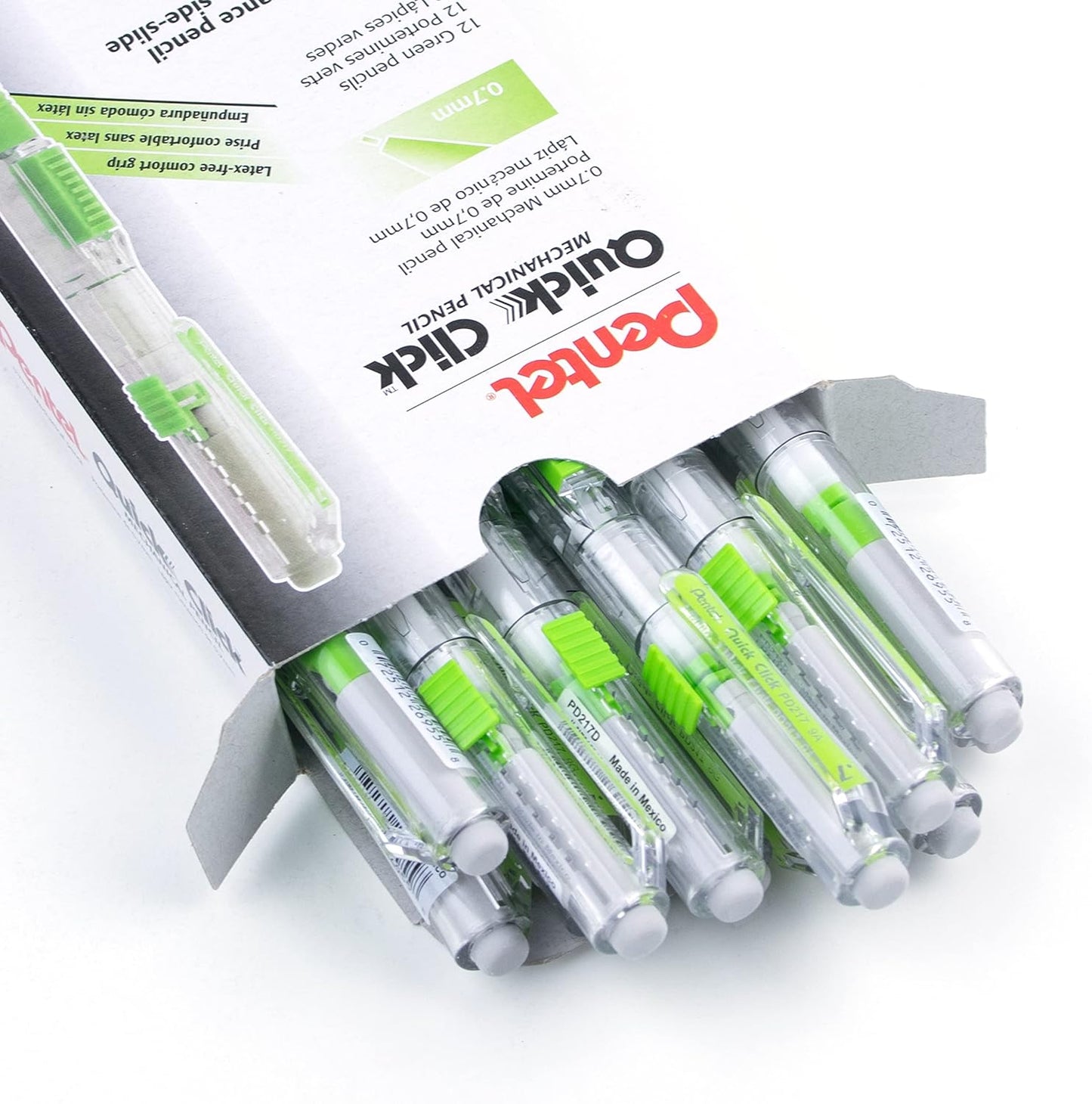 Pentel Quick Click Mechanical Pencil, (0.7mm), Medium, Black Barrel, Box of 12 Pencils (PD217A)