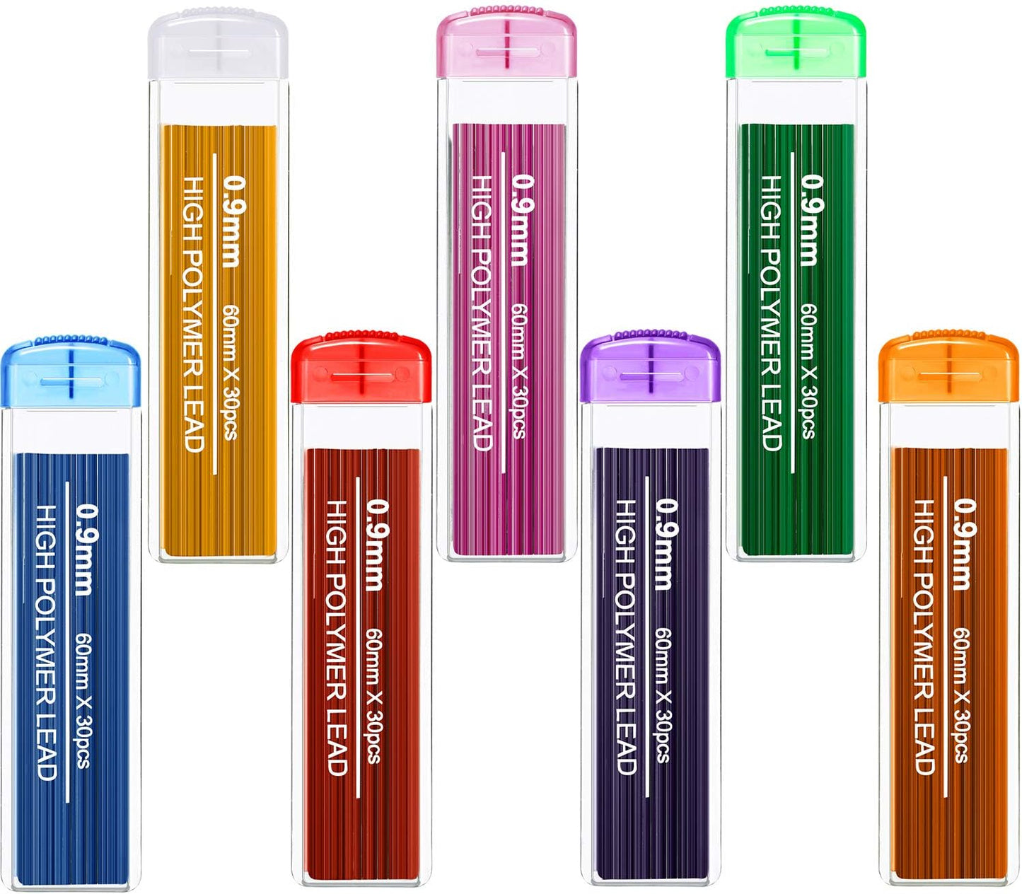 Zhehao 210 Pcs Colorful Refill 0.9 mm Automatic Mechanical Pencil Refills Back to School Pencil Gifts Bulk 7 Colors Stationery for Students School Supplies Home Office