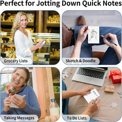 Hoiny Note Pads 3x5 In, 8 Pack Blank Notepad, White Scratch Pads for Writing, 50 Sheets Per Memo Pad for Jotting Down Quick Notes, Pads of Paper for Grocery and Shopping Lists, Small Server Notebook