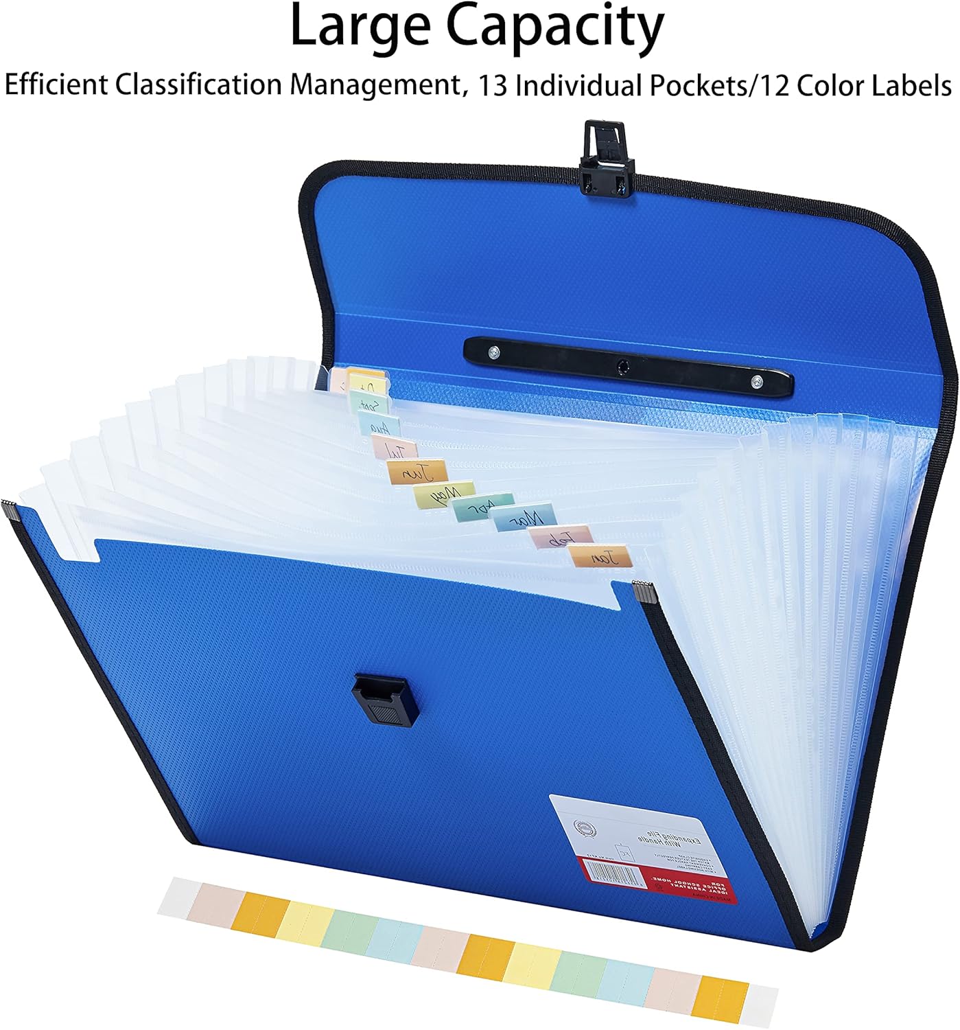 Leagl Size 13-Pockets Expanding File Folder with Handle, Plastic Accordion Filling File Folder Expandable Monthly Portable Paper Document Organizer for Office School & Home (Green)