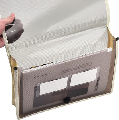 Expanding File Folder Document Organizer with Elastic Cord & Button Closure, Letter Size, 2.8" Expansion, Letter A4 Expandable File Folder for Home School Office Organization, 5 Pack