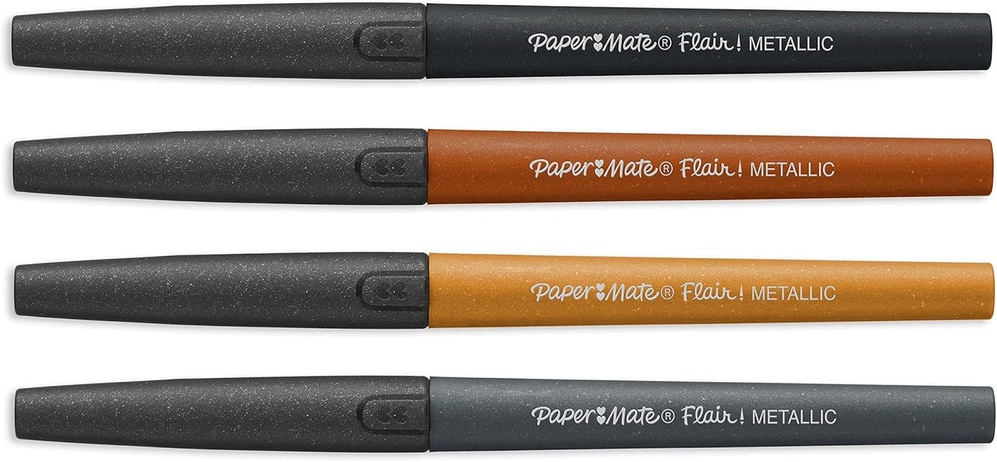 Paper Mate Flair Felt Medium Tip Set, 4-Pen Metallic Colors Set