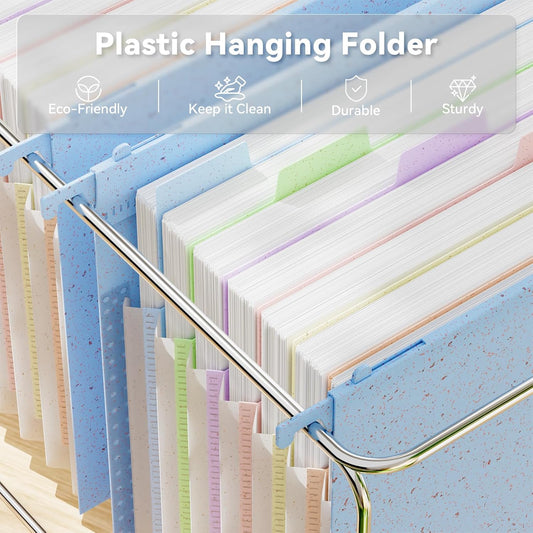 ANSOOK Hanging File Folders Letter Size,7 Pockets Expandable Accordion File Folder Organizer,3 Pack Extra Capacity File Folders Hanging with Tabs,Wheat Straw File Cabniet Folders for Office School