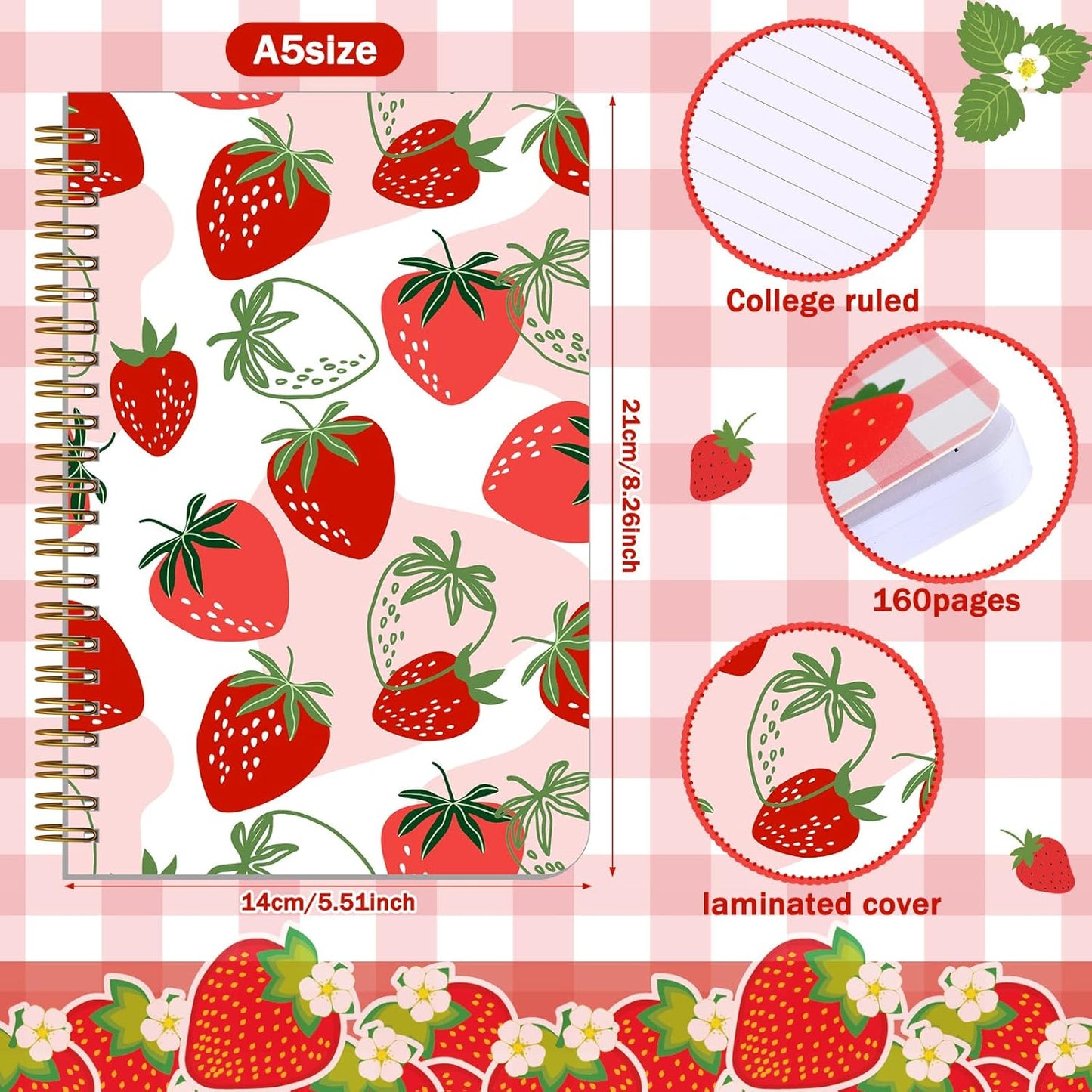 Resurhang 6 Pack A5 Composition Notebook Marble Spiral Notebooks Preppy Cute Aesthetic Hardcover Ruled Composition Books with Ballpoint Pens for School Day Classroom Prize, 5.8 x 8.3 Inch