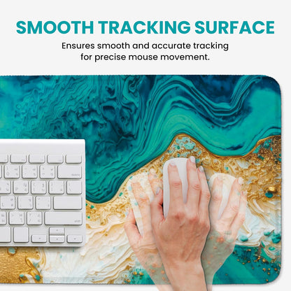 Large Mouse Pad for Desktop, Cute Desk Mat Pad Protector for Work & Gaming, Aesthetic Pretty Anti-Slip Laptop Blotter Cover for Office School Home Supplies, Wildflowers, 31.5" x 11.8"