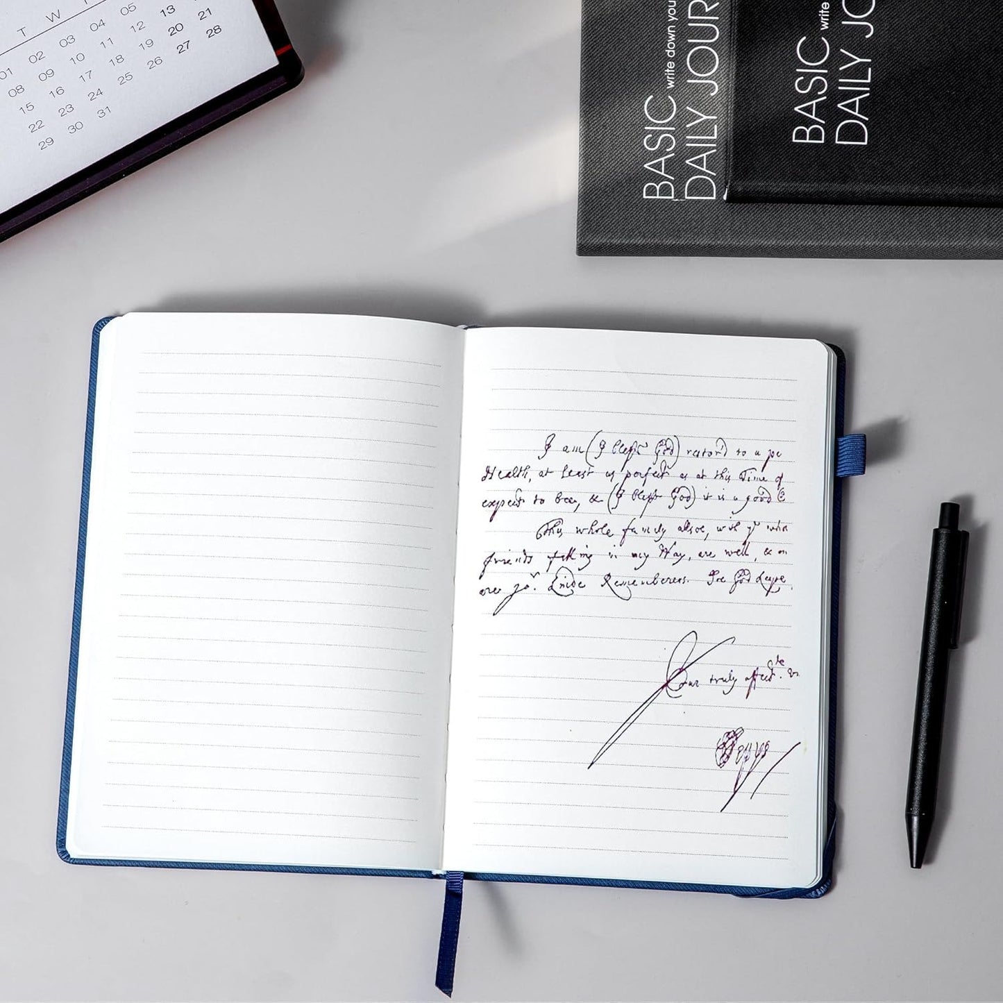 CAGIE Journal Notebook for Women Men, Hardcover Lined Notebooks Journals for Writing Work Journaling Note Taking Diary with Pen Loop (Black Ruled), Gifts, 5.7" x 8.3", 196 Pages