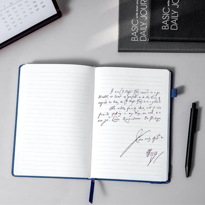 CAGIE Journal Notebook for Women Men, Hardcover Lined Notebooks Journals for Writing Work Journaling Note Taking Diary with Pen Loop (Black Ruled), Gifts, 5.7" x 8.3", 196 Pages