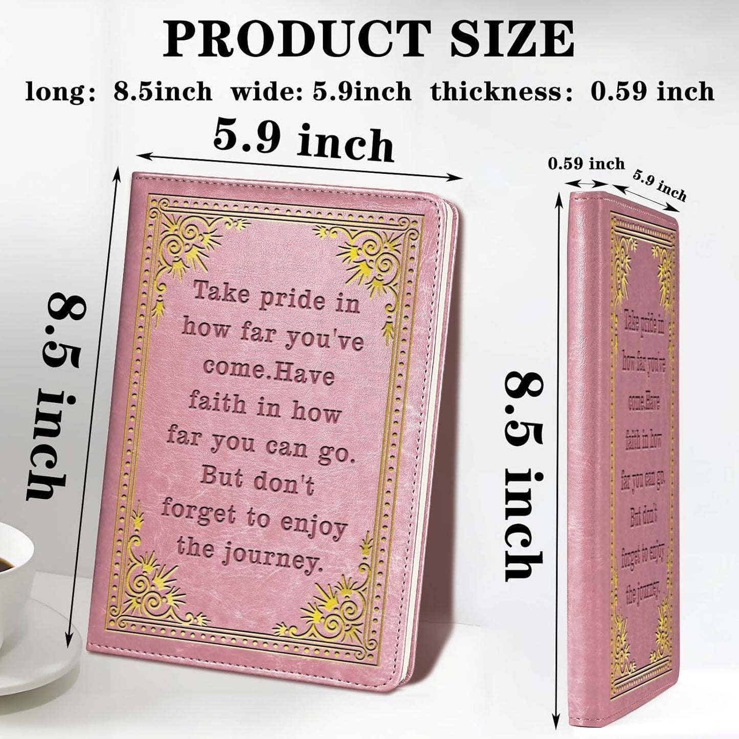 Inspirational Gift Appreciate Lined Journal Notebook Graduation Gift Take Pride In How Far You've Come Writing Notebook Encouragement Gift,1 Pack (Yellow),(Take pride-Yellow)