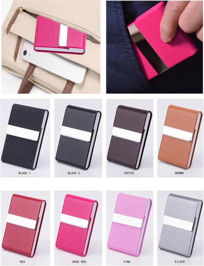 Business Card Holder with Ultra Slim Design,Business Card Case with Premium PU Leather,Suit Pocket Metal Card Holder for Women/Men,Professional Name Card Holder with Magnetic Shut (Black1)