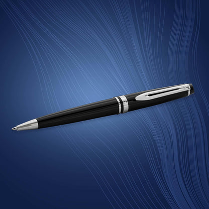 Waterman Expert Ballpoint Pen, Gloss Black with Chrome Trim, Medium Tip, Blue Ink, Luxury Pen in Gift Box - Supreme Writing Comfort, Signature Style, Polished, Professional