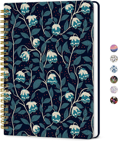 ZOTIA Lined Spiral Journal for Women, A5 Pretty Hardcover Notebook for Work, School & Office Writing, Aesthetic Writing Journal College Ruled, 140 Pages, 5.8" x 8.3", Twilight Bloom