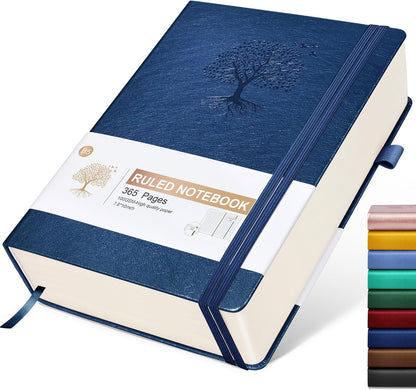Lined Journal Notebook -365 Pages A5 Thick Journals for Writing Ruled Notebook, Hardcover Leather Journal for Women Men Daily Journal Notebook for Work, Note Taking, 100Gsm Lined Paper( 5.75'' X 8.38'' Green)