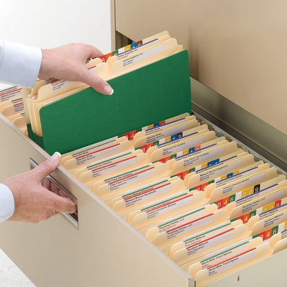 Smead File Pocket, Straight-Cut Tab, 5-1/4" Expansion, Letter Size, Green, 10 per Box (73236)