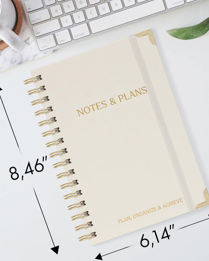 ZICOTO Aesthetic Daily Planner And Notebook With Hourly Schedule - Aesthetic Spiral To do List Notepad For Work/Home to Organize Tasks And Appointments - Stylish School/Office Supplies Book For Women