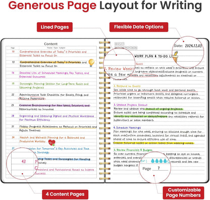 Taja Spiral Lined Notebook, 8.5"x11" Notebooks for Work, Large A4 Journal for Women & Men, College Ruled Journaling Notebook for Writing, Plastic Cover Spiral Journal, Green