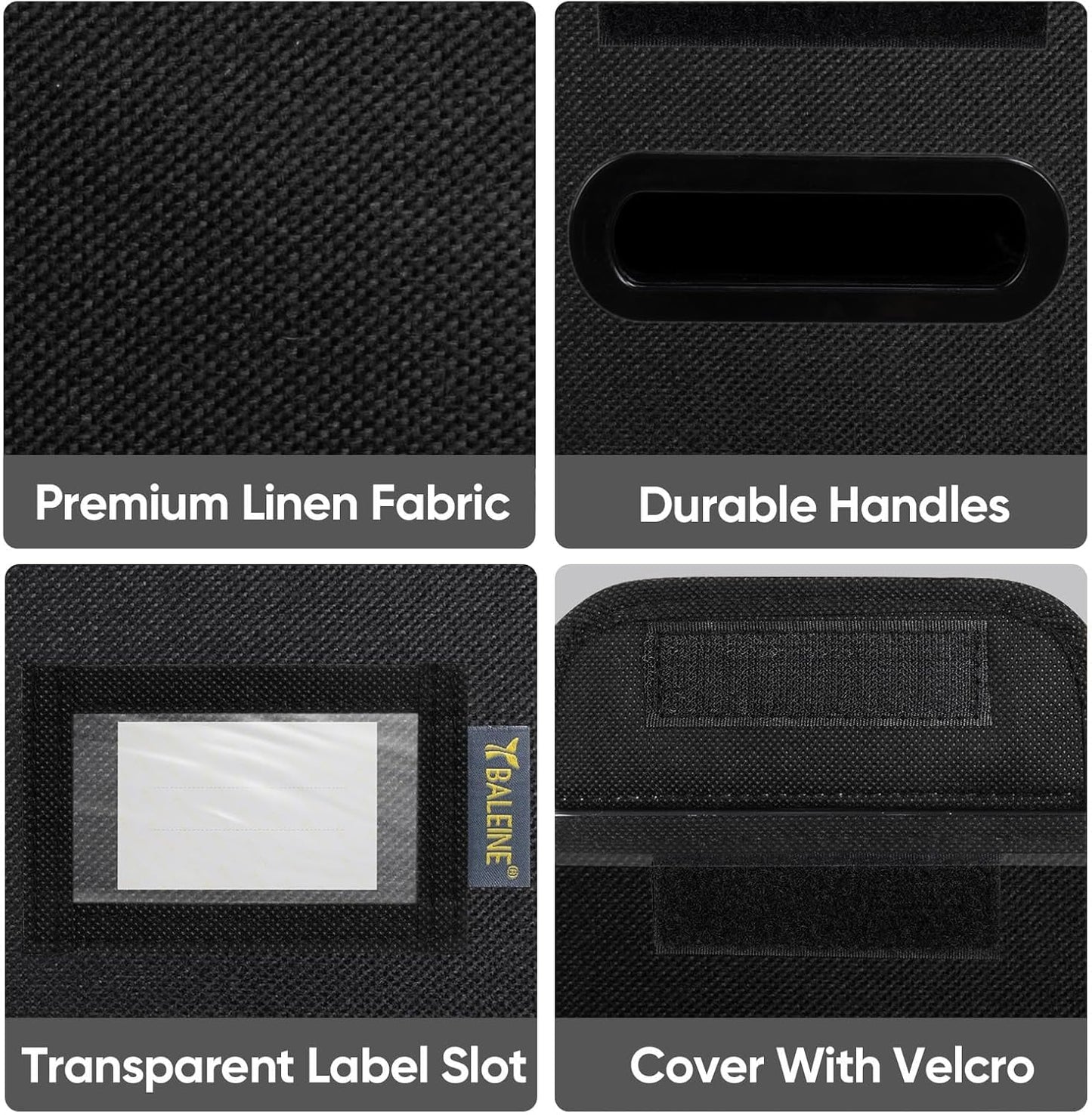 BALEINE File Organizer Box with Lid, Collapsible File Folder Organizer with Plastic Slide, Hanging File Folder Box for Office Document Storage (1 Pack, Black)