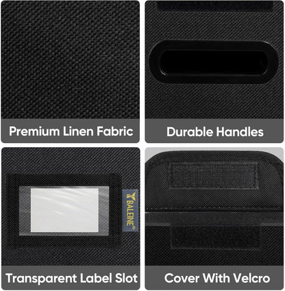 BALEINE File Organizer Box with Lid, Collapsible File Folder Organizer with Plastic Slide, Hanging File Folder Box for Office Document Storage (1 Pack, Black)