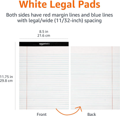 Amazon Basics Wide Ruled Lined Writing Note Pads with Sturdy Back, 8.5" x 11.75", Multicolor, 6-Pack, 300 Sheets, Perforated