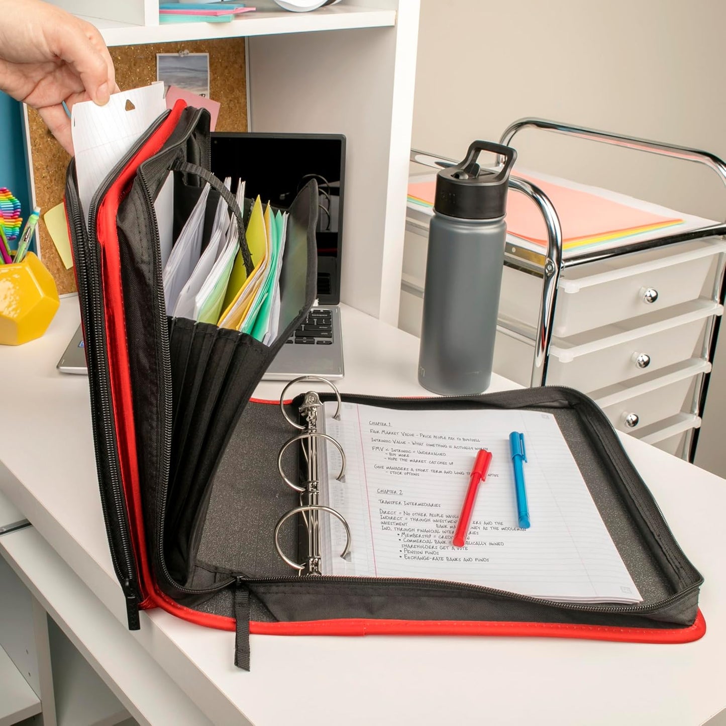 Five Star Zipper Binder, 2 Inch 3-Ring Binder with Round Rings, 5-Tab Expanding File, 380 Sheet Capacity, Black (72536)