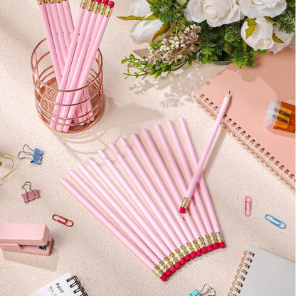 24 Pcs Round Pencils with Eraser 2 HB Cute Pencils Bulk for School Graphite Wood Color Unsharpened Pencil for Drawing Sketching Wedding School Teacher Supplies Student Reward